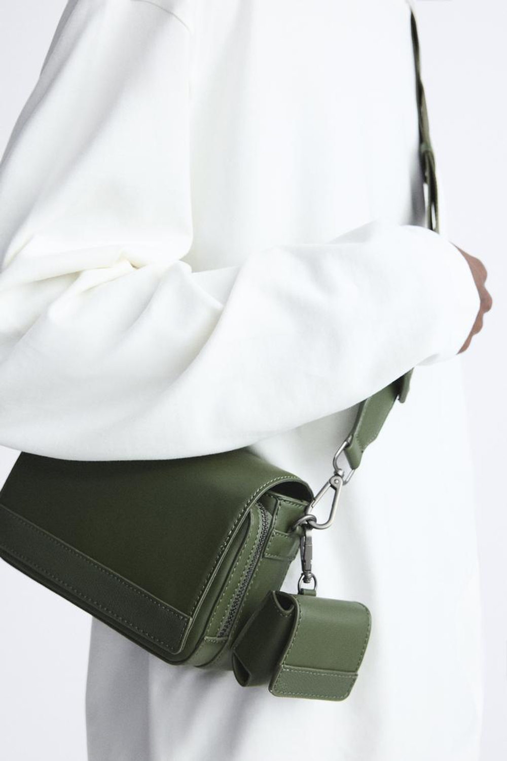 ZARA КОМБИНИРОВАННАЯ СУМКА С КОШЕЛЬКОМ ДЛЯ МОНЕТ, ЗЕЛЕНЫЙ