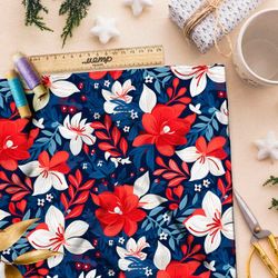 Ткань премиум бифлекс цветочный триколор