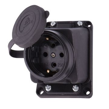 Розетка LEZARD с заглушкой (каучук) черн. о/п 16А 250В