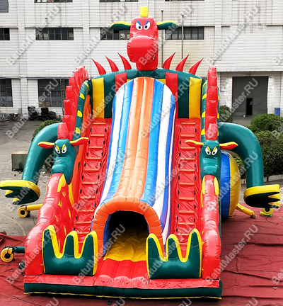 Надувной батут-горка "Трёхглавый змей", 10*5*7 м