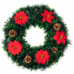 Декор-венок "Пуансеттия и шишки"
