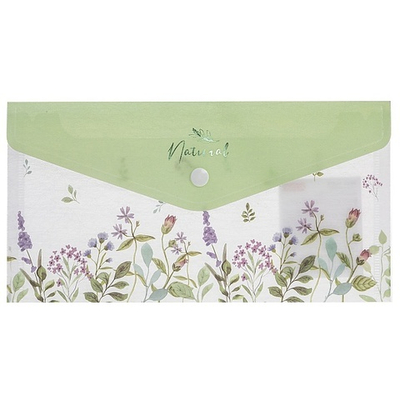 Папка-конверт на кнопке Hatber NATURAL FLOWERS, C6, 180 мкм, с рисунком, пластик, 1 шт