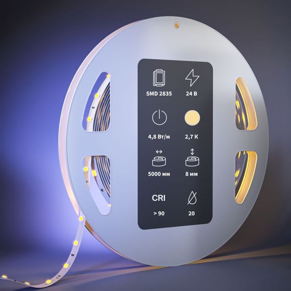 Светодиодная лента Maytoni 4,8W/m 60LED/m 2835SMD теплый белый 5M 201008