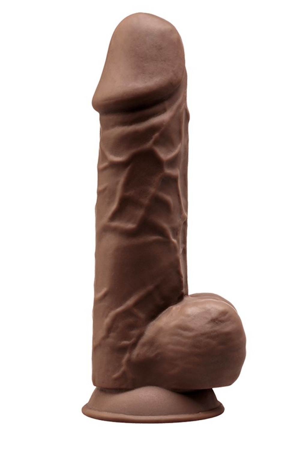 Коричневый фаллоимитатор Model 4 с мошонкой - 21,8 см. (Цвет: коричневый)
