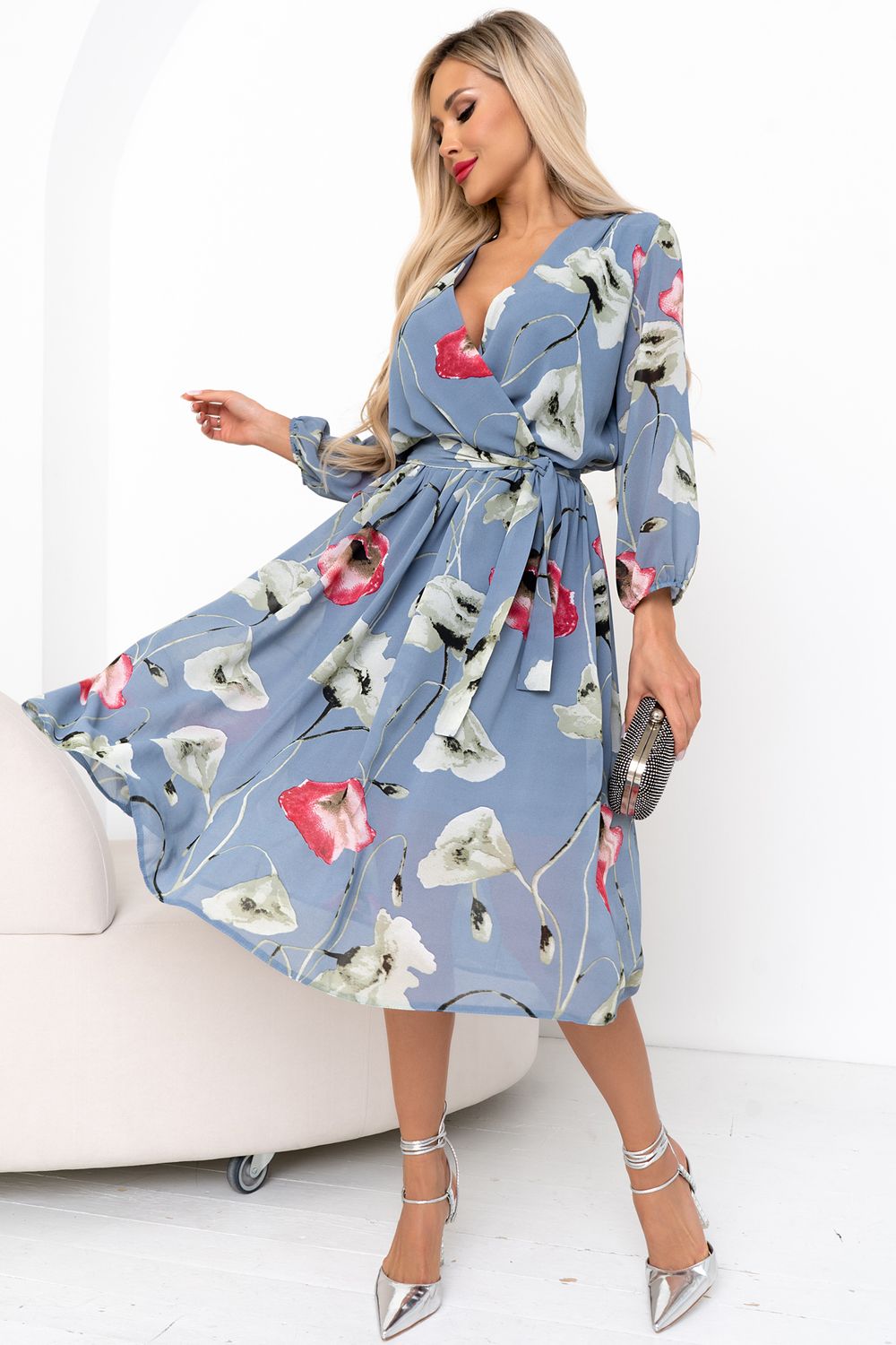 Платье Мила (дымчатый/маки) Р11-1207/3 Nikol (Акция)