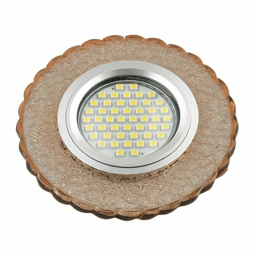 DLS-L140 GU5.3 GLASSY/CLEAR Светильник декоративный встраиваемый, серия Luciole. Без лампы, цоколь GU5.3. Доп. светодиодная подсветка 3Вт. Стекло. Зер
