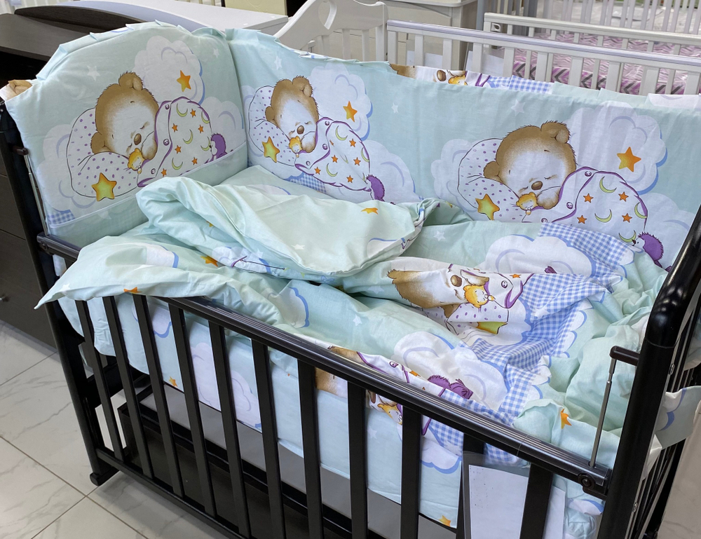 Комплект в кроватку 6-ти предметный "Мишки и Зайки", бежевый