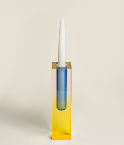 Ваза/Подсвечник из акрила 5 х 5 х 20 Желто-синий