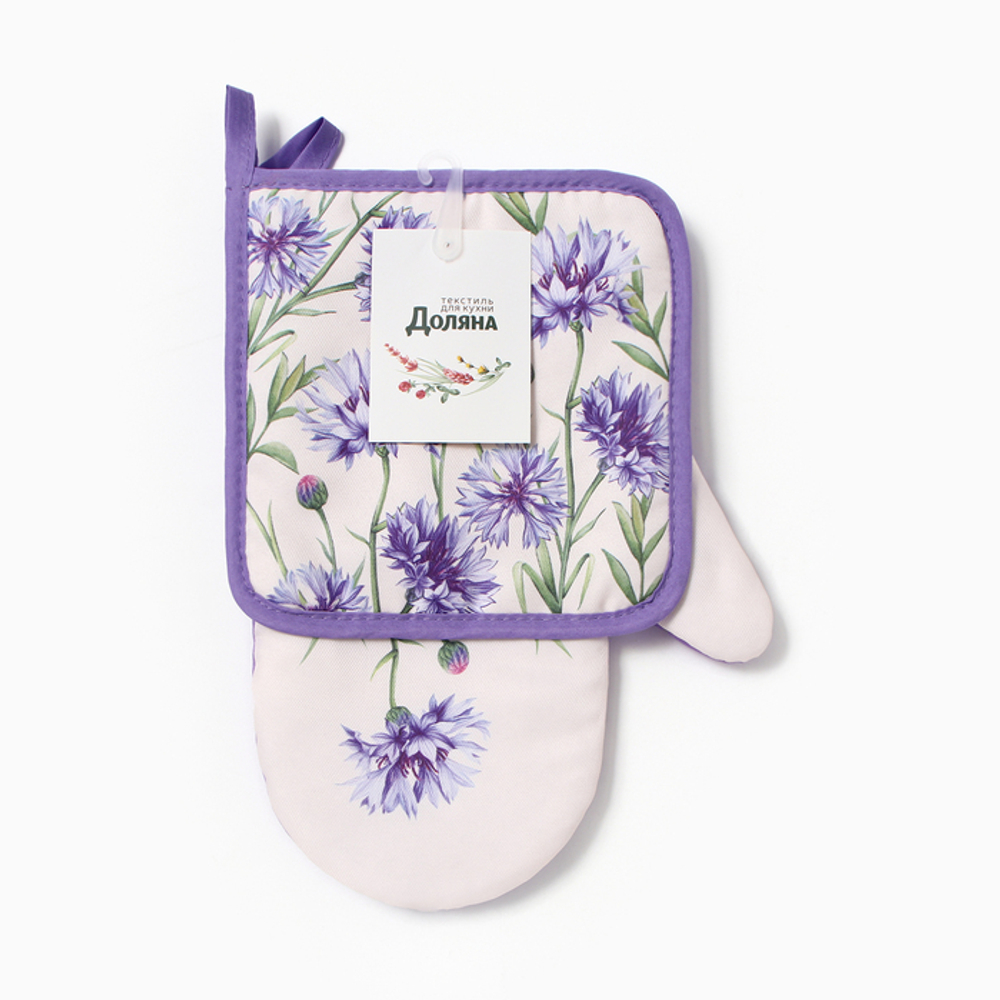 Набор кухонный «Василек» варежка-прихватка 20×27 см, прихватка 17×17 см 100% п/э