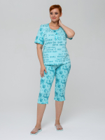 Пижама с бриджами КД-063/бирюза-буквы-б