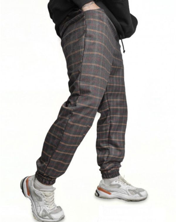 Брюки Клетчатые Темно-серые - фото 2