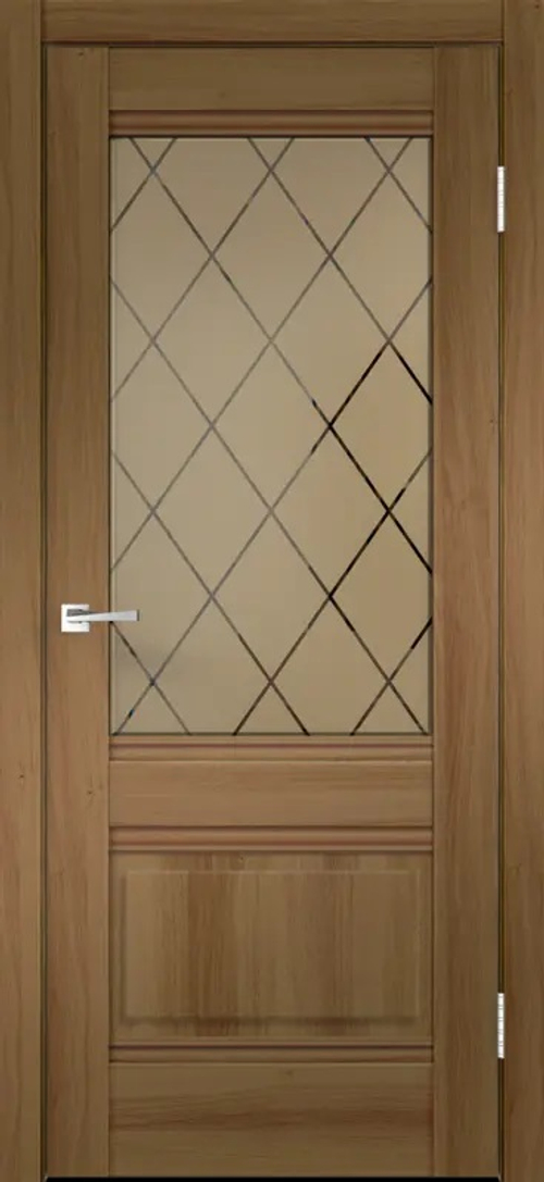Межкомнатная дверь ALTO 2V Орех Золотой (секло Ромб бронза)