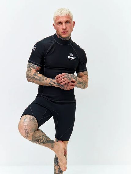 Футболка рашгард лонгслив Sargan Агидель UPF 50+ мужская черно-серая