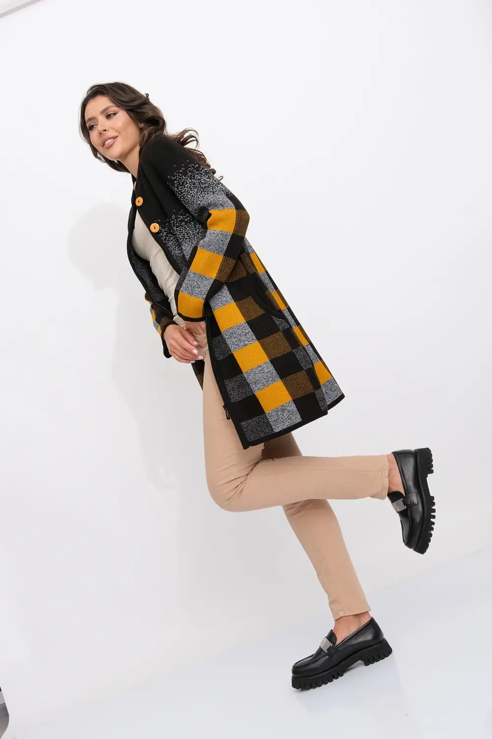 Кардиган К 675 ст/горчичный микс