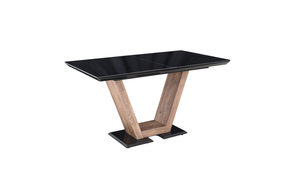 Стол Аврора Торонто 140, Черный с чёрным стеклом/Ель умбра, черный