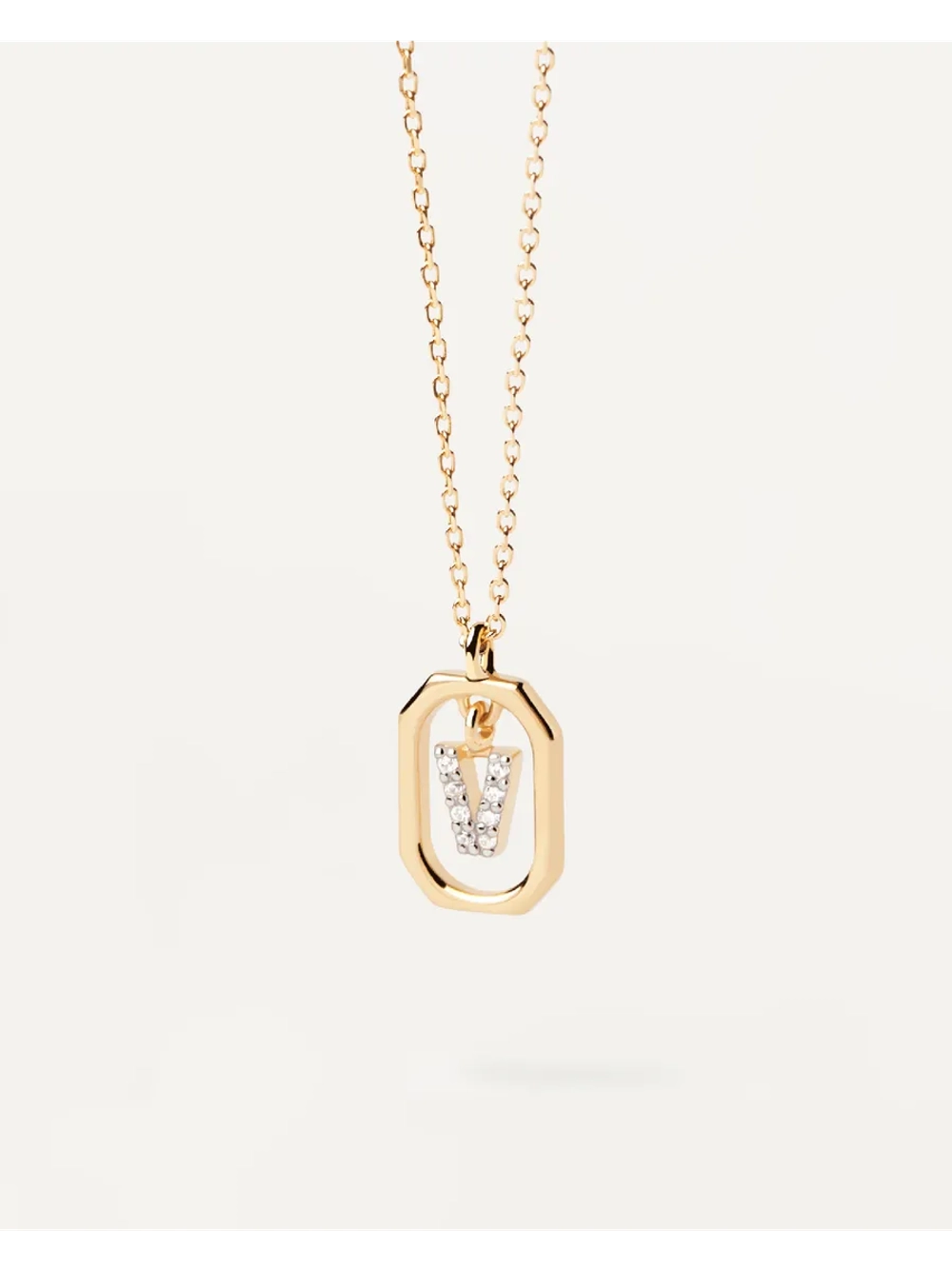 Колье Мини-Буква V серебро 925 пробы покрытое золотом
