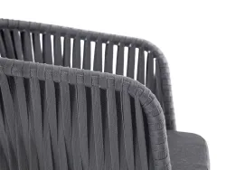 "Бордо" стул плетеный из роупа, каркас алюминий белый шагрень, роуп серый 15мм, ткань серая