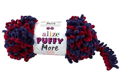 ALIZE "PUFFY MORE", 100% Микрополиэстер, 150 гр, 11,5 м, 6268 красный/синий