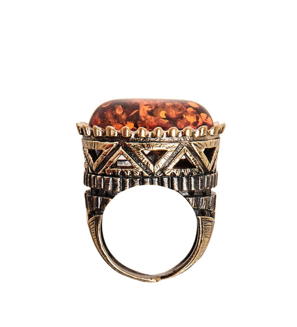 AM-2450 Кольцо «Император» (латунь, янтарь)