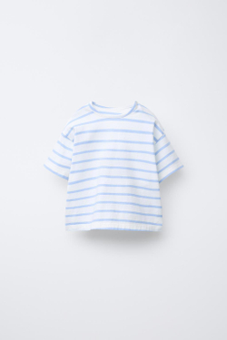 ZARA ФУТБОЛКА В ПОЛОСКУ, СИНИЙ