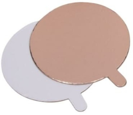 Подложка круглая с ручкой белая/золотая, D10 см, 1,5 мм