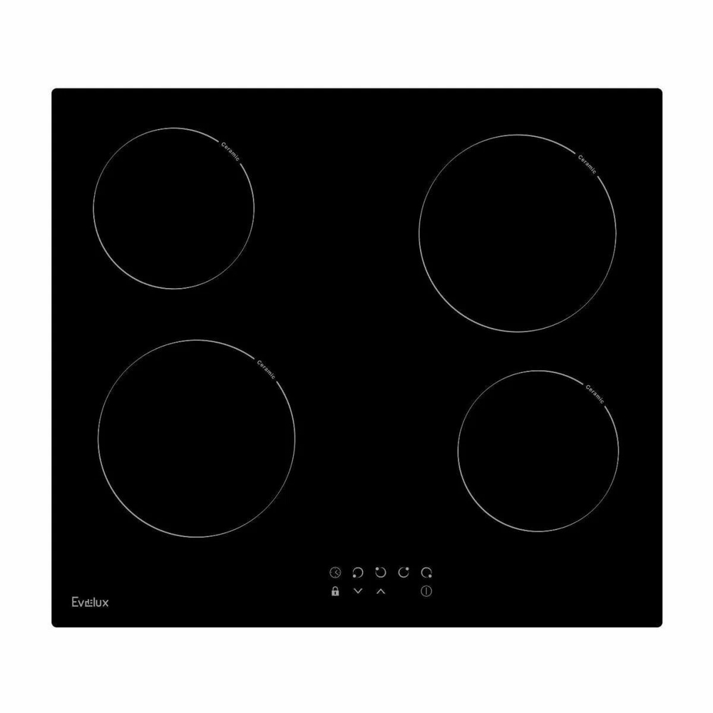 Варочная панель электрическая Evelux HEV 640B, сенсорное управление, 4 конфорки, черная