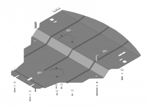Защита картера Двигателя. 2 мм, Сталь. для Infiniti M 56S 2010-2014 MOTODOR.08005