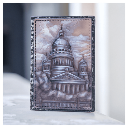 Чехол на паспорт «Городские мотивы» бордовый