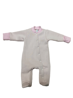 Комбинезон с закрытой ножкой на кнопках из футера 3Х нитки с начесом с антицарапками (100% хлопок) на рост 62 см