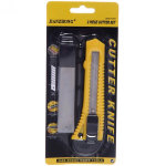 Нож канцелярский ширина лезвия 18мм три запасных лезвия в блистере