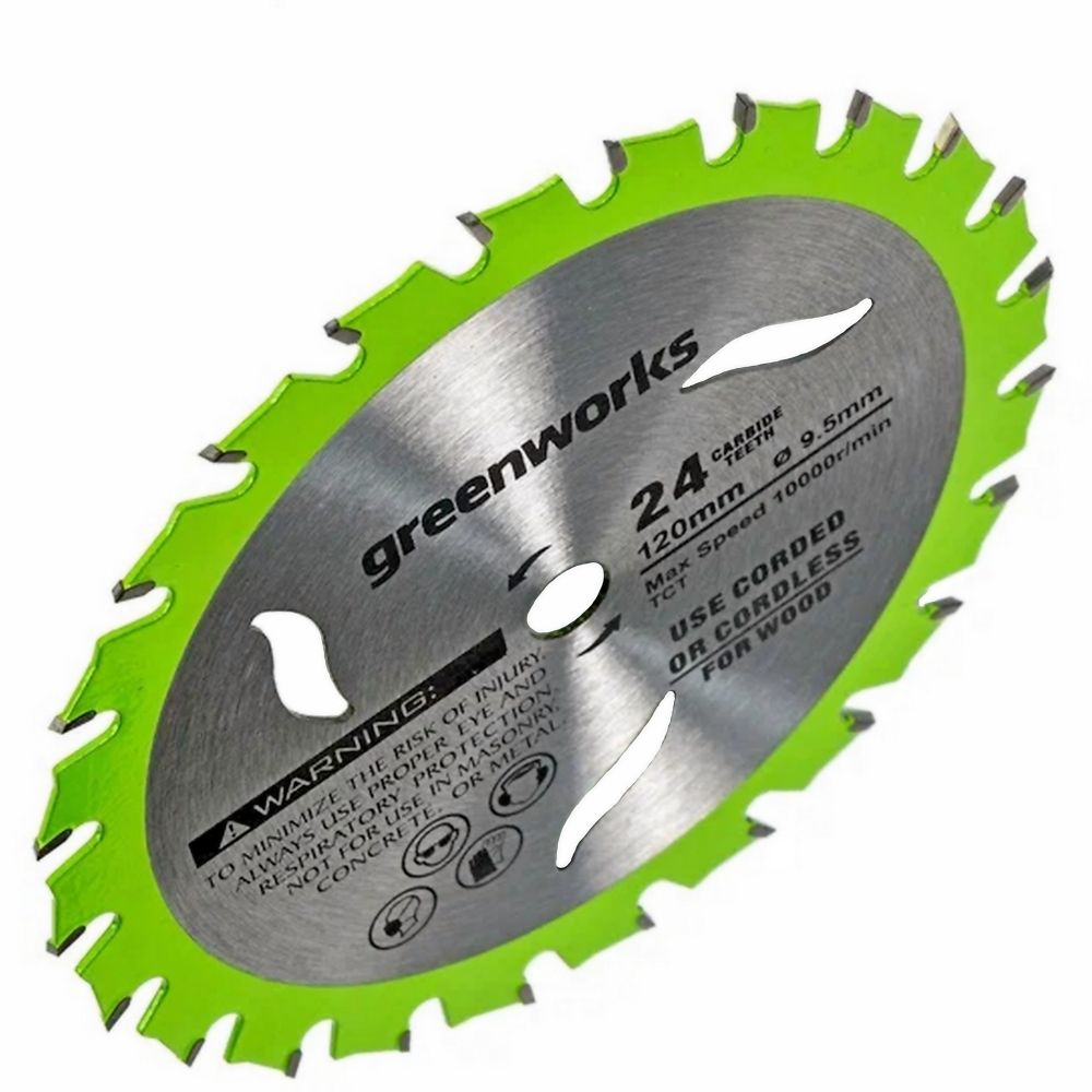 Диск пильный по дереву для циркулярной мини пилы Greenworks, Арт. 2952507, 120х9,5 мм, 24T