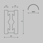 Шинопровод накладной/подвесной Technical TRX154-SR-D650-BS