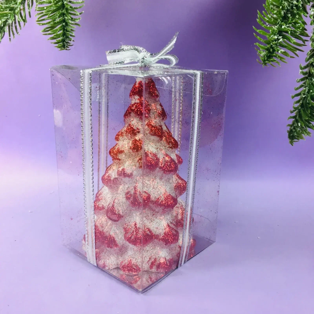 Свеча новогодняя «Ёлочка снежная» 12 см, красный