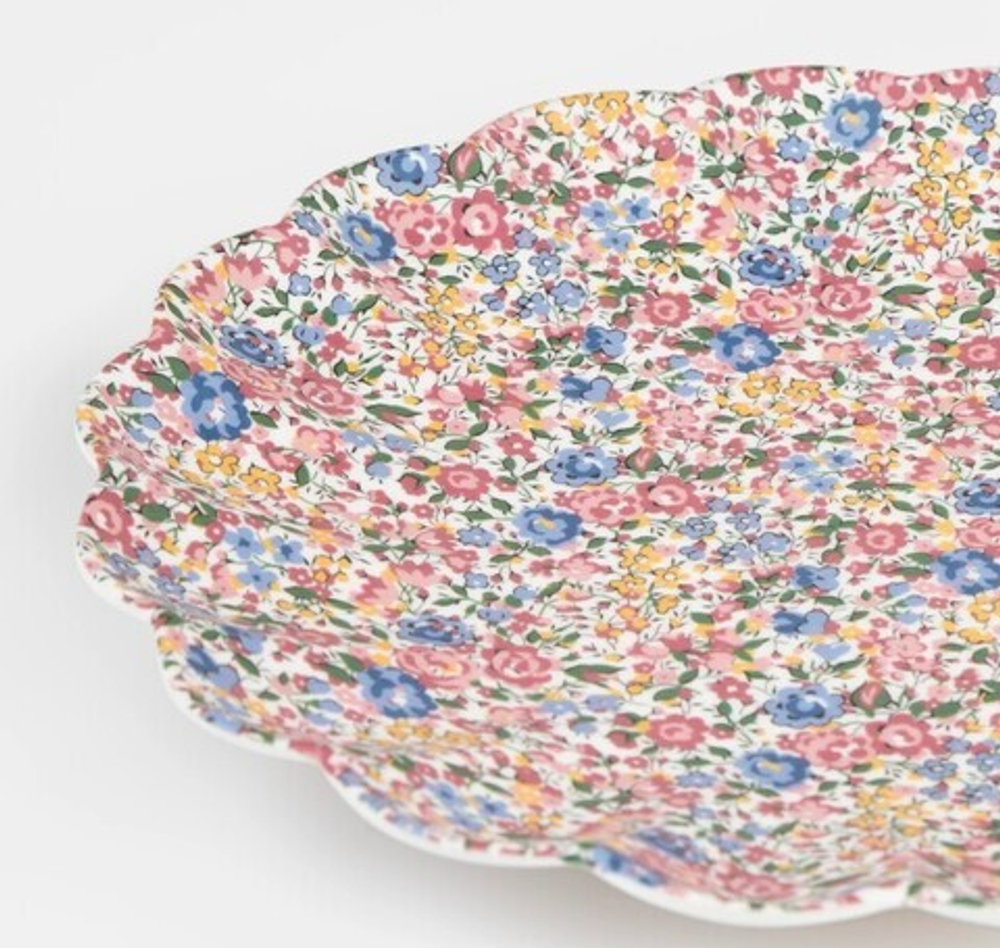 Тарелка большая многоразовая "Liberty of London" 1 шт. (диам. 25см) розово-синий принт