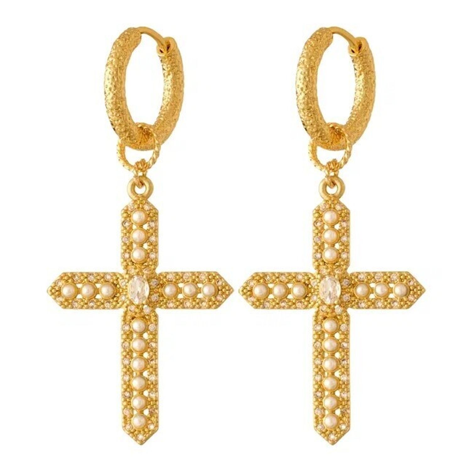Серьги Серьги Cross Pearl Earrings - White