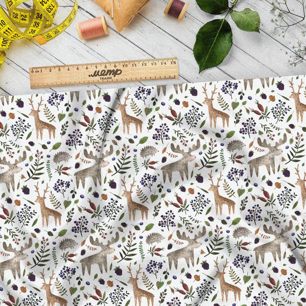 Ткань блэкаут лось олень детские иллюстрации