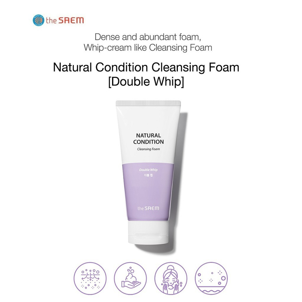 The Saem Natural Condition Double Whip Cleansing Foam очищающая пенка с экстрактом шелка