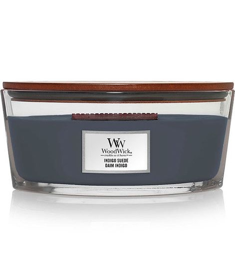 Индиго замша, ароматическая свеча эллипс, WoodWick