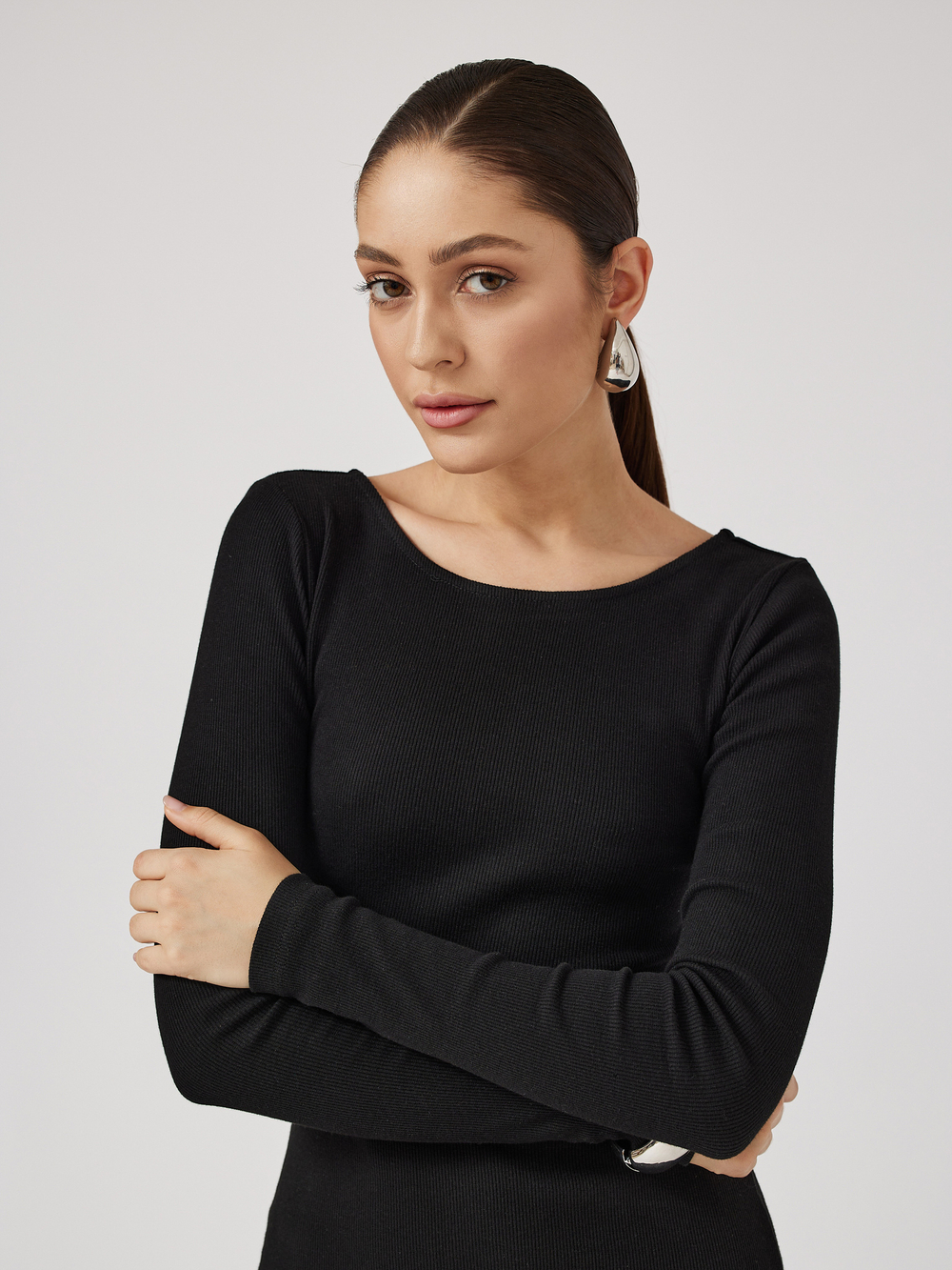 Платье макси из кашкорсе с разрезом