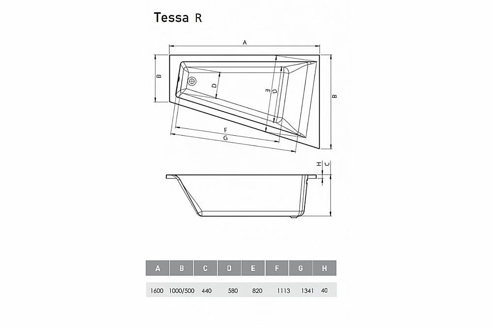 Ванна акриловая Vayer Tessa 160х100 белая
