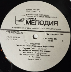 Винтажная виниловая пластинка LP Анатолий Днепров Разлуки (СССР 1989)