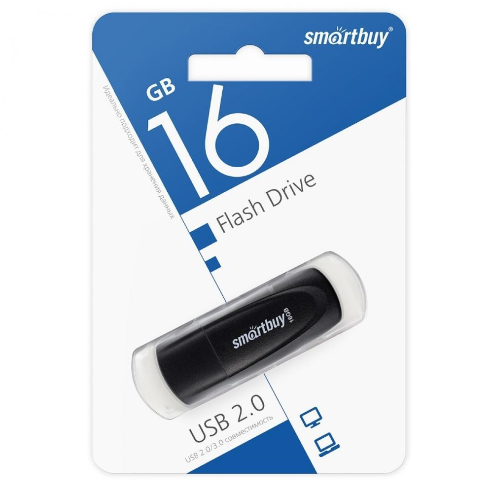 USB Флешка 16GB SmartBuy Scout, USB 2.0, черная