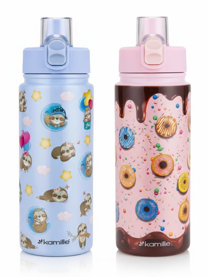 Термос детский 600 мл. с трубочкой Kamille KM 2164 с 3D рисунком