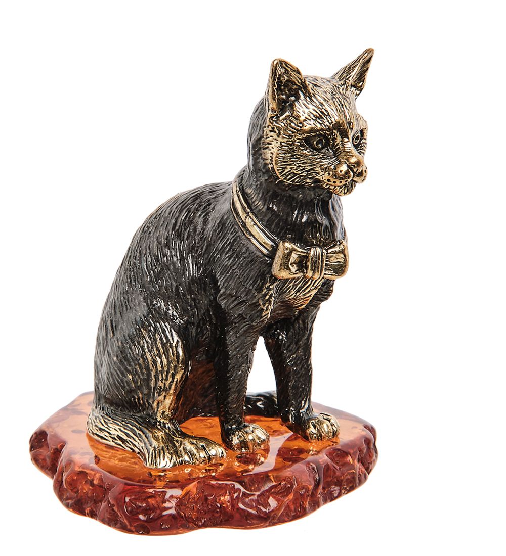 Народные промыслы AM-1045 Фигурка «Кот Шеба» (латунь, янтарь)