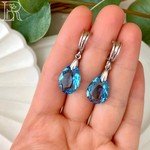 LEFIREL' Серьги серебряные женские "Горное озеро" с кристаллами Swarovski / ювелирные украшения из родированного серебра 925