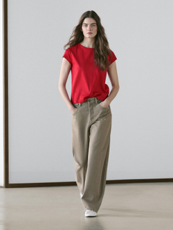 Massimo Dutti Джинсы-баллоны со средней посадкой, песочный