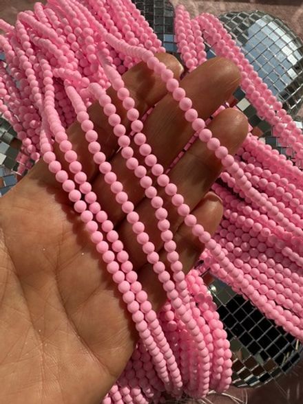 Нить бусин для украшений 4мм, "Майорка-Розовая" (имитация)