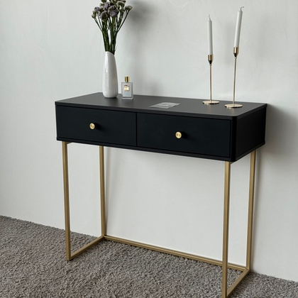 Туалетный столик консоль ROYAL 5311 эко (Черный-Золото-р.золото)