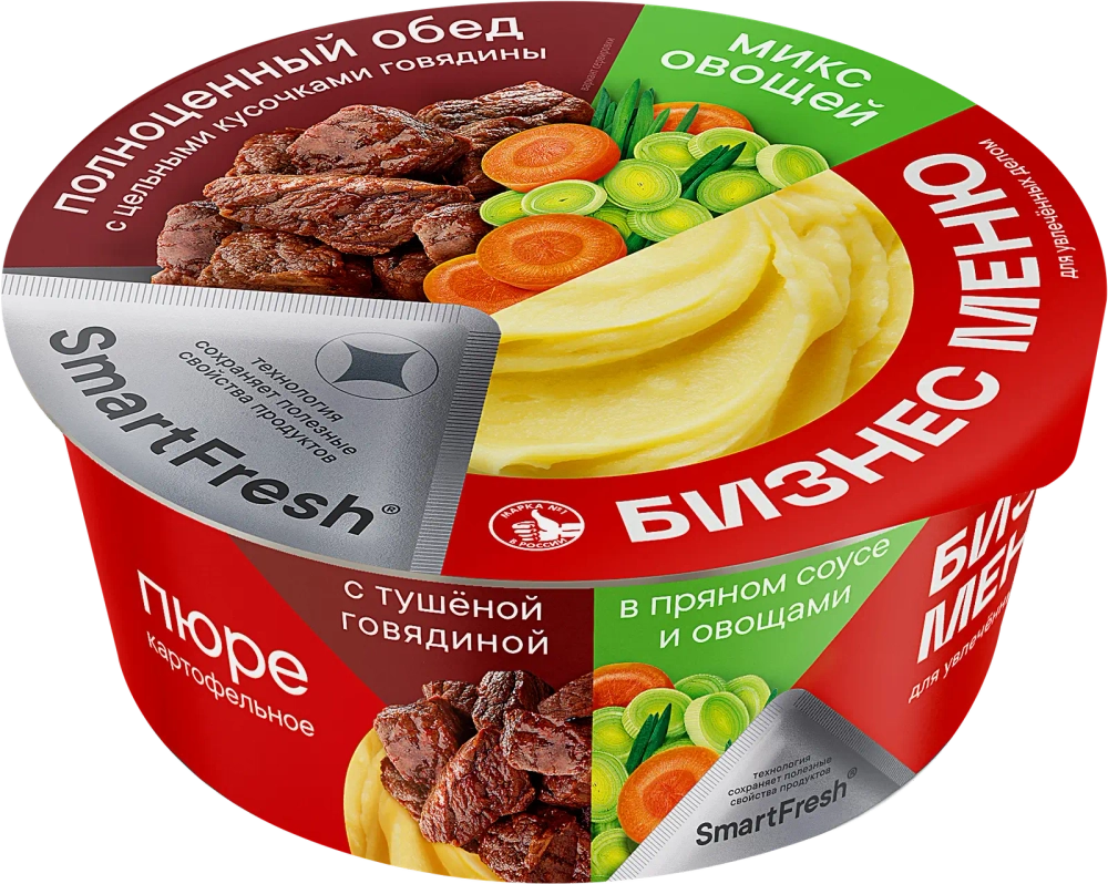 Пюре Бизнес меню с говядиной в пряном соусе и овощами 110г