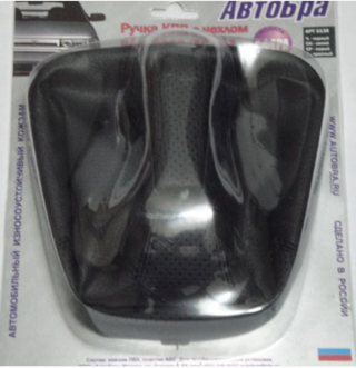 Ручка КПП с кожаным чехлом 2110 с рамкой  черная "АвтоБра" СФЕРА #2138-Ч (бл) 10706